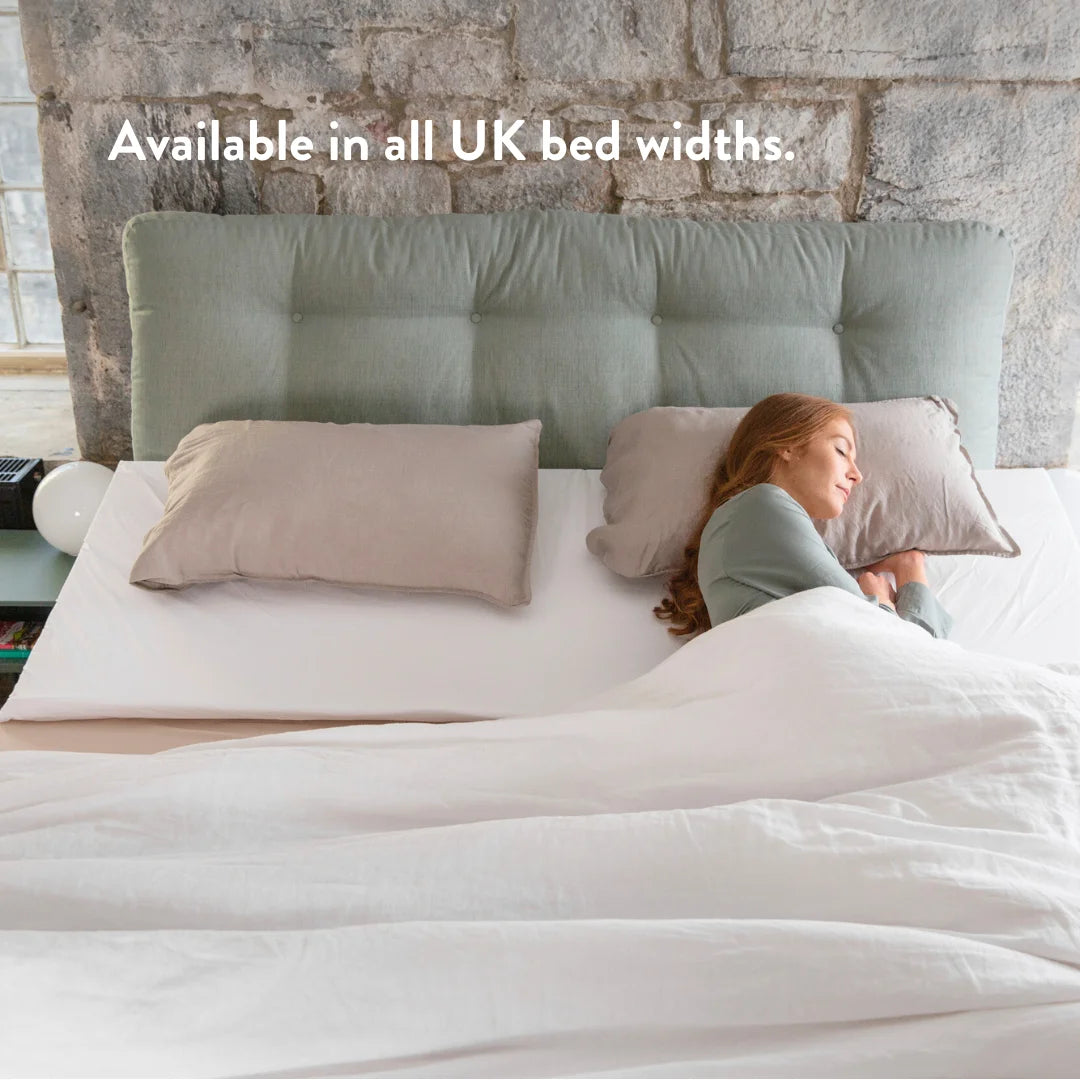 Green palm leaf beside two blank white cards on a white background.