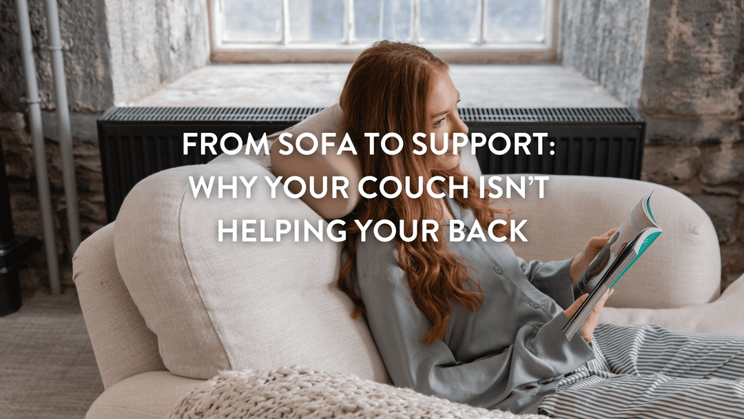 Person sitting on sofa using a Putnams sofa support