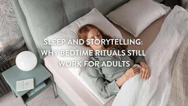 person sleeping in a bed on a Putnams pillow after a bedtime ritual of storytelling