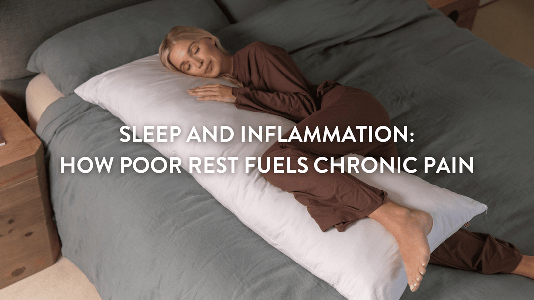 person sleeping in a double bed with a Putnams sports pillow 