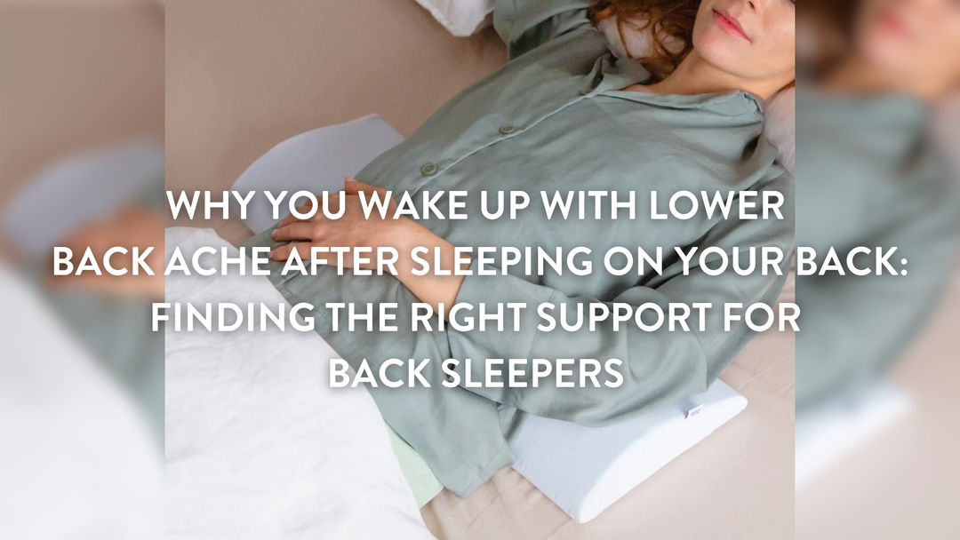 Person sleeping on their back using a bed back support pillow