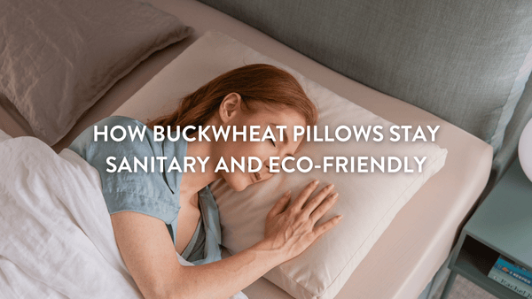 Person sleeping on a Putnams organic buckwheat pillow 
