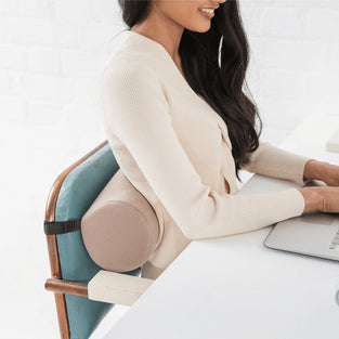 alt="back pain cushion to lean against great for working from home or office lumbar support"