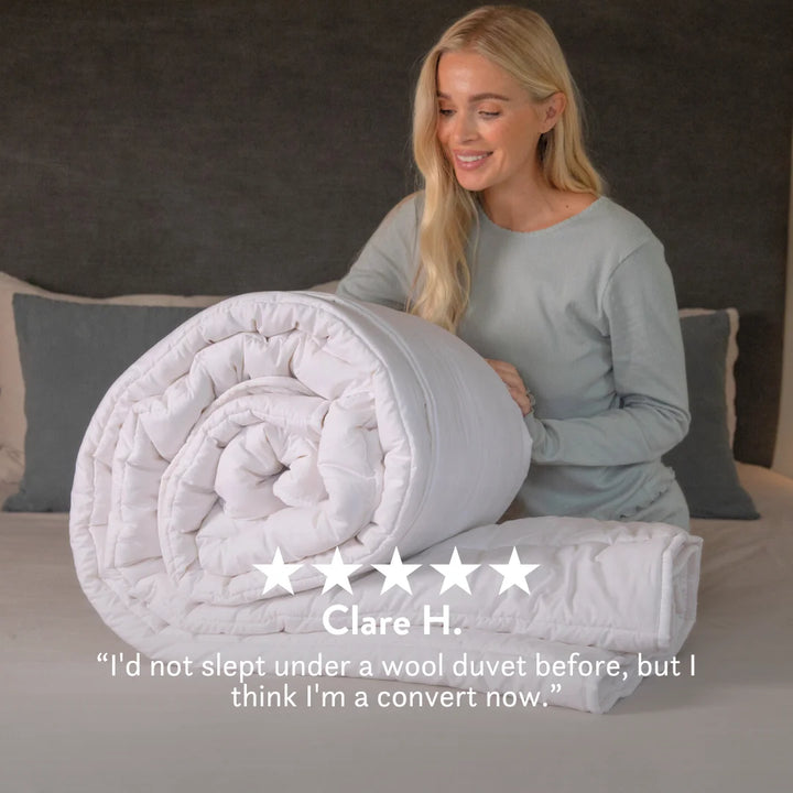 British Wool Duvet & Pillow Set - 100% cotton Bundle - hypoallergenic, natural OEKO tex standard 100, handmade in the UK, breathable, temperature regulating, anti-dust mite. Bedding set.