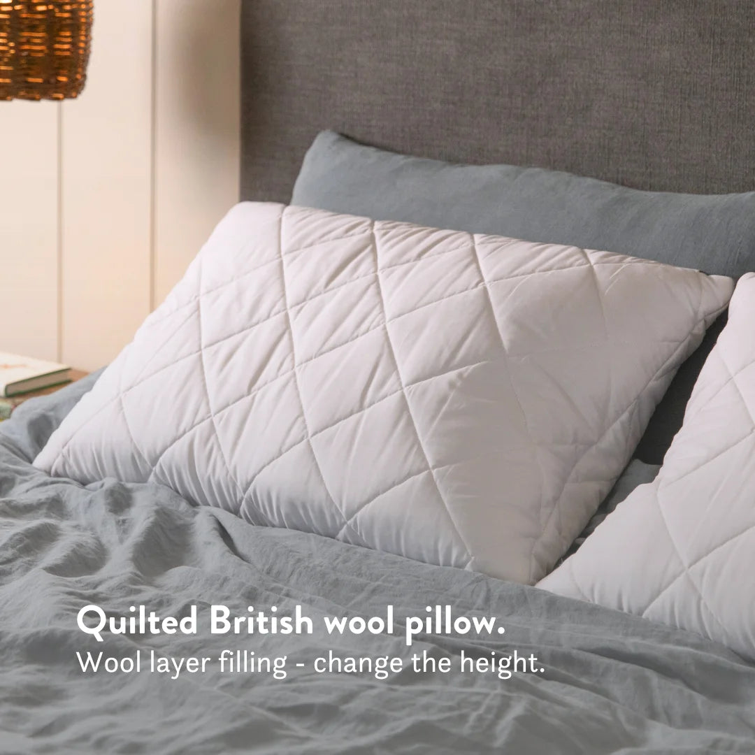 British Wool Duvet & Pillow Set - 100% cotton Bundle - hypoallergenic, natural OEKO tex standard 100, handmade in the UK, breathable, temperature regulating, anti-dust mite. Bedding set.