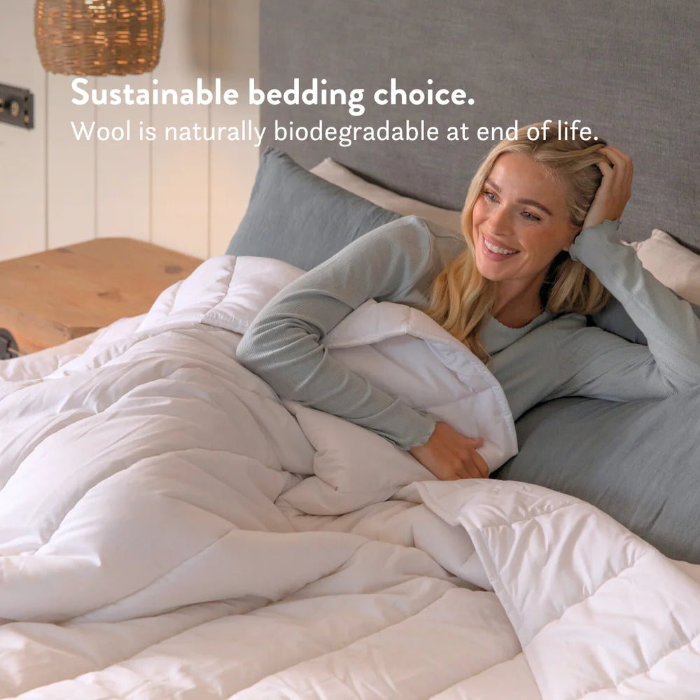 Contour British Wool Pillow & British Wool Duvet Set - Bundle height adjustable natural local handmade sustainable cotton