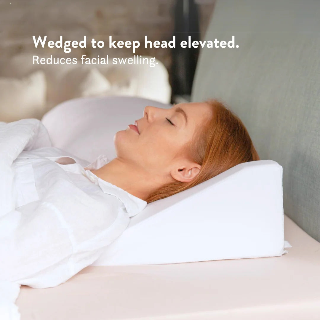 Facial Surgery Recovery Pillow Putnams wedged pillow wedged to keep head elevated. Reduces facial swelling. 