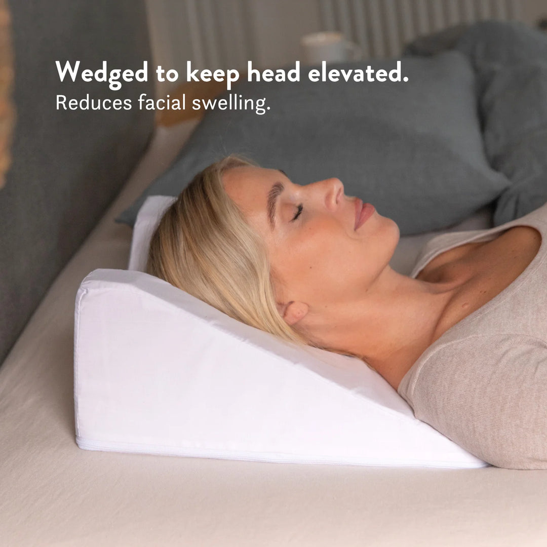 Facial Surgery Recovery Pillow Putnams wedged pillow elevated cradles head keeps you on your back sleep