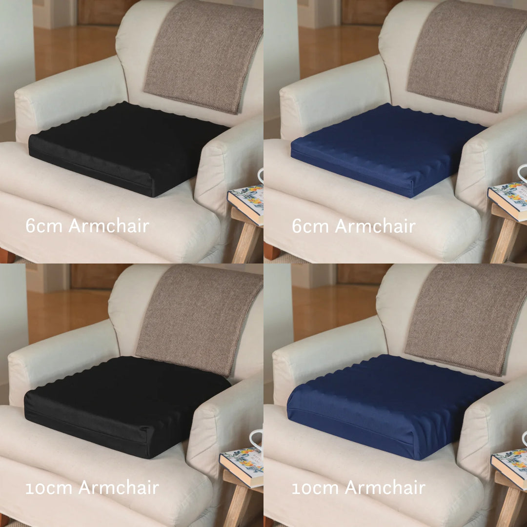 Ischial Bursitis Cushion for pressure relief and comfort- cut out discreet with cover. Handmade in the UK. 2 Year guarantee.