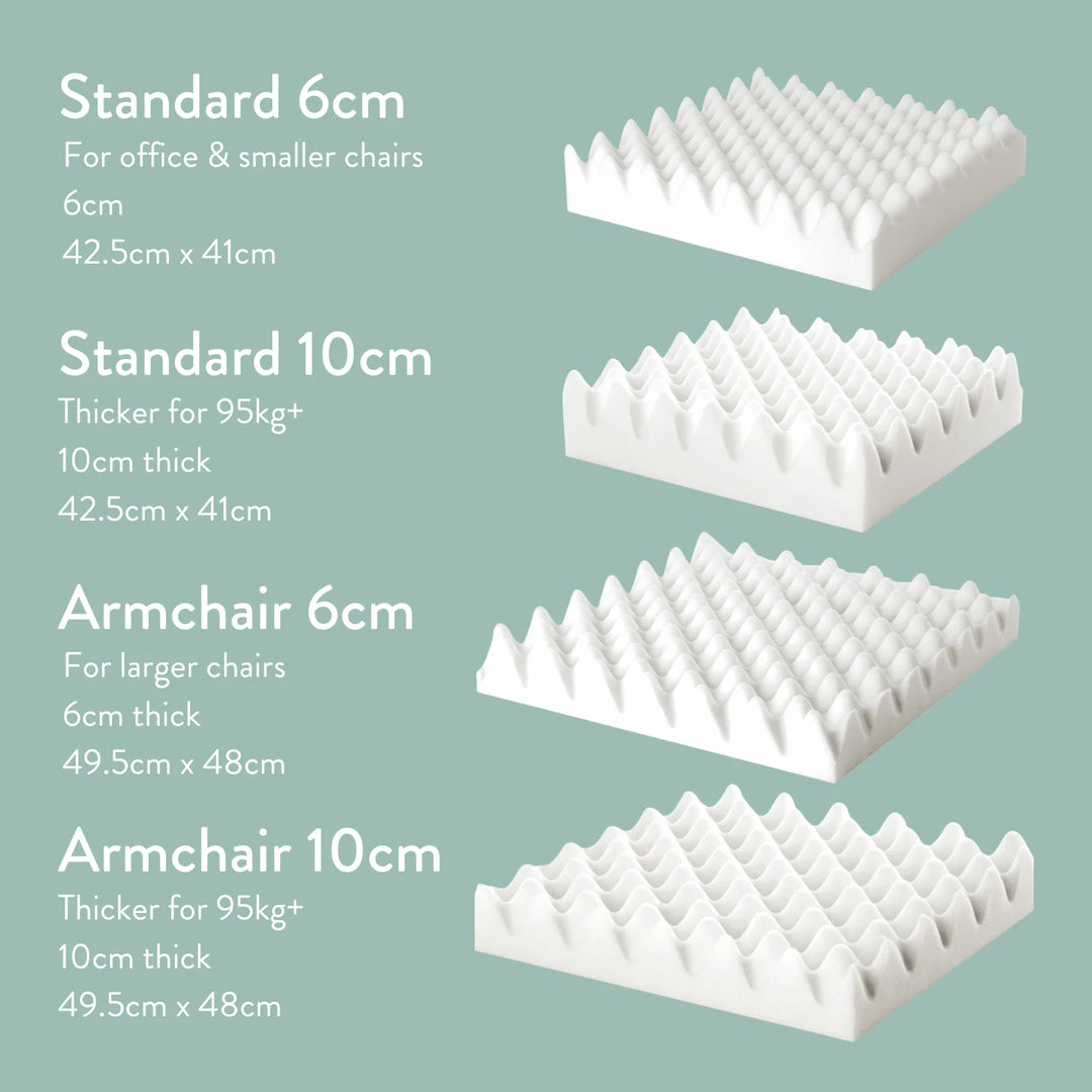 Ischial Bursitis Cushion for pressure relief and comfort- cut out discreet with cover. Handmade in the UK. 2 Year guarantee.