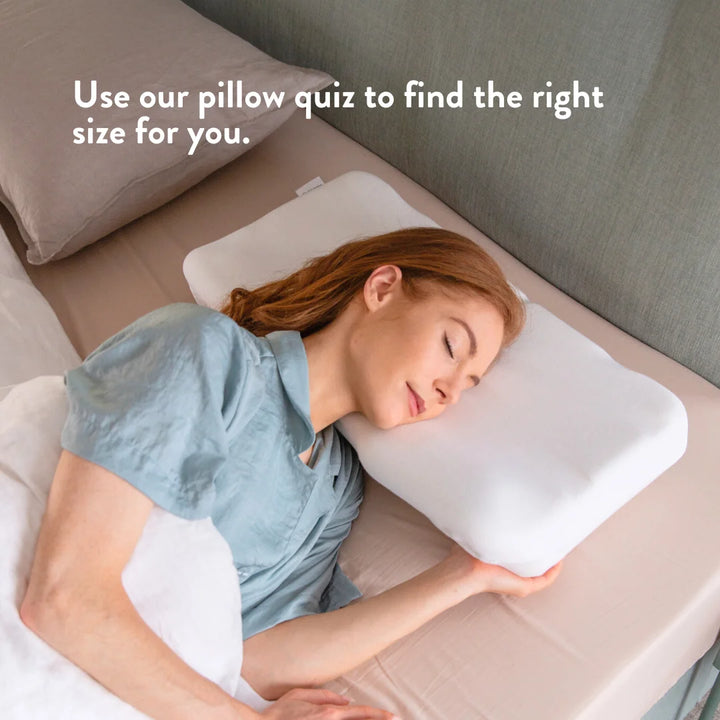 Pillow quiz. Putnam Memory Foam Pillow 100% cotton cover recommended by chiropractors Made in the UK orthopedic pillow.