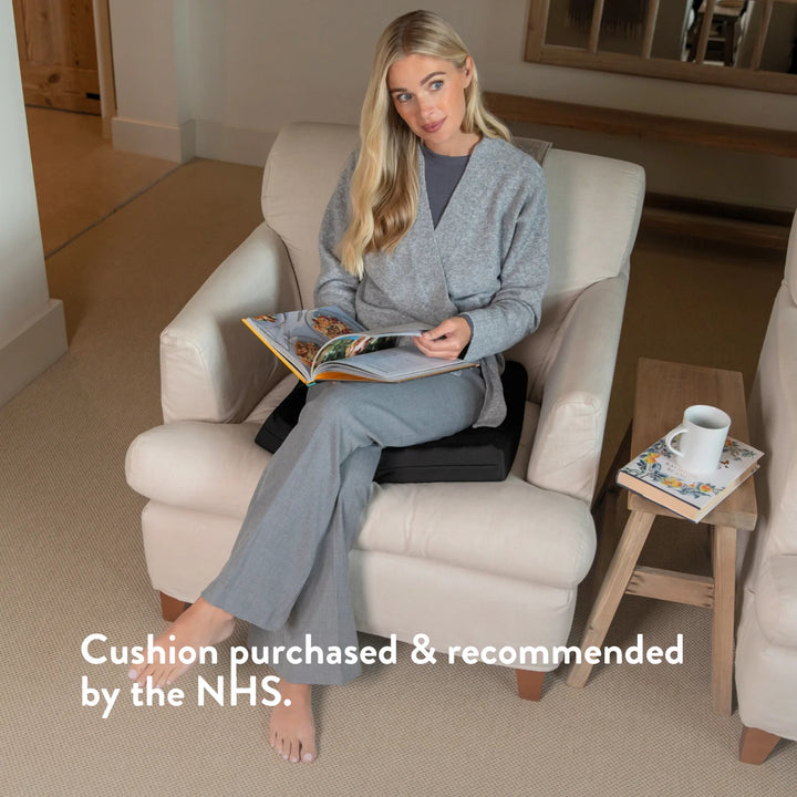 Sciatica Cushion for office, dining, sofa and car seats. Relieves pressure when sitting. Handmade in the UK. 