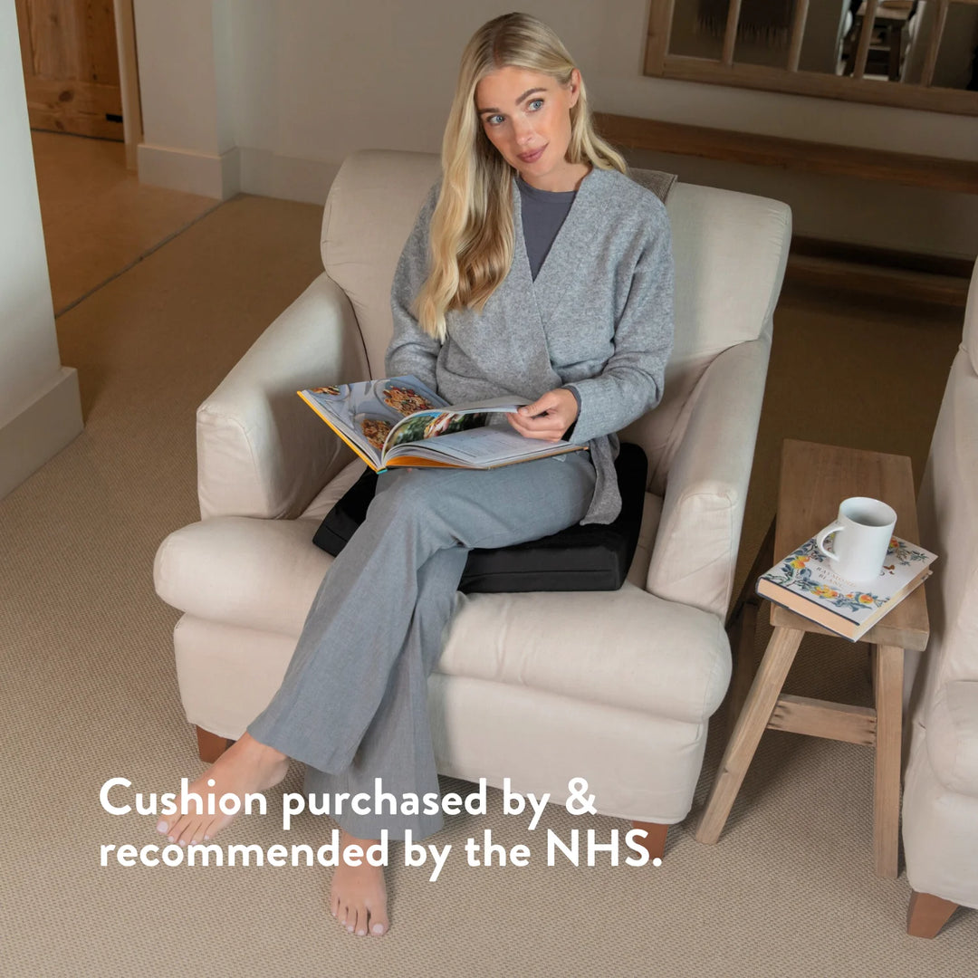 Vulva Pressure Relief Cushion (Vulvodynia) tear drop shaped cut out with discreet stretch cover high density foam purchased and recommended by the NHS