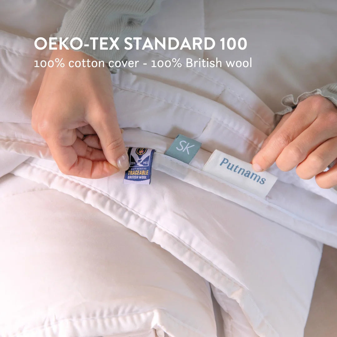 British wool duvet winter weight thickest thick 100% cotton OEK TEX STANDARD 100 filling & cover. Handmade in the UK. 