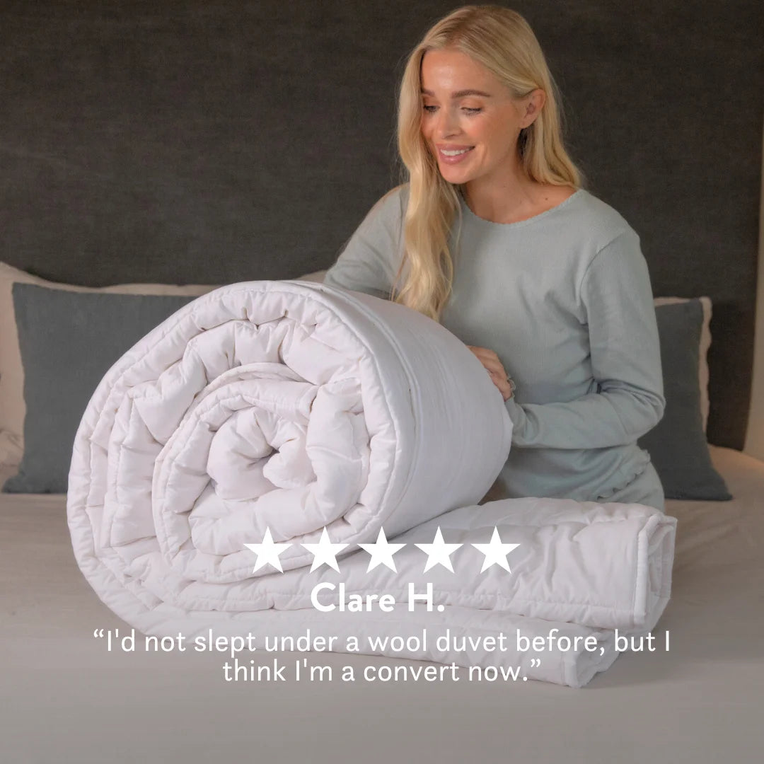 Graphite Latex Pillow & British Wool Duvet Set - Bundle Handmade in the UK, 100% cotton natural bedding bundle